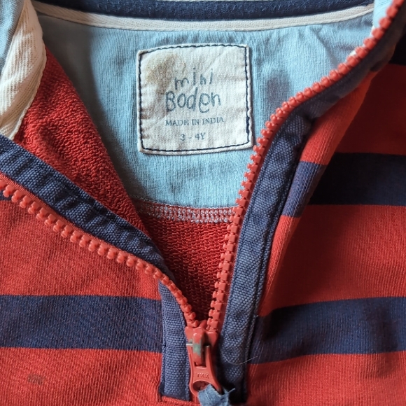 Mini Boden - Half zip Striped Kids Pullover - Red and Blue - 3-4Y - Picture 2 of 8